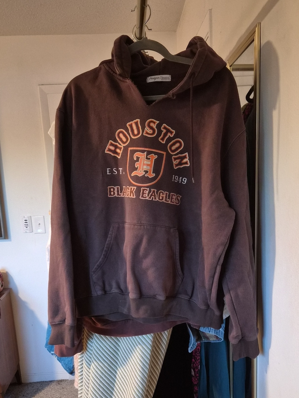 Houston Black Eagles Pullover Hoodie in Brown